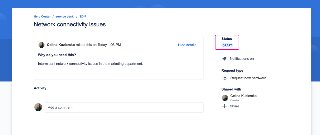 Draft request use case
